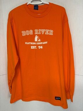 Bruzer Men’s L Corner Gas Dog River Orange Long Sleeve Shirt CTV TV Series